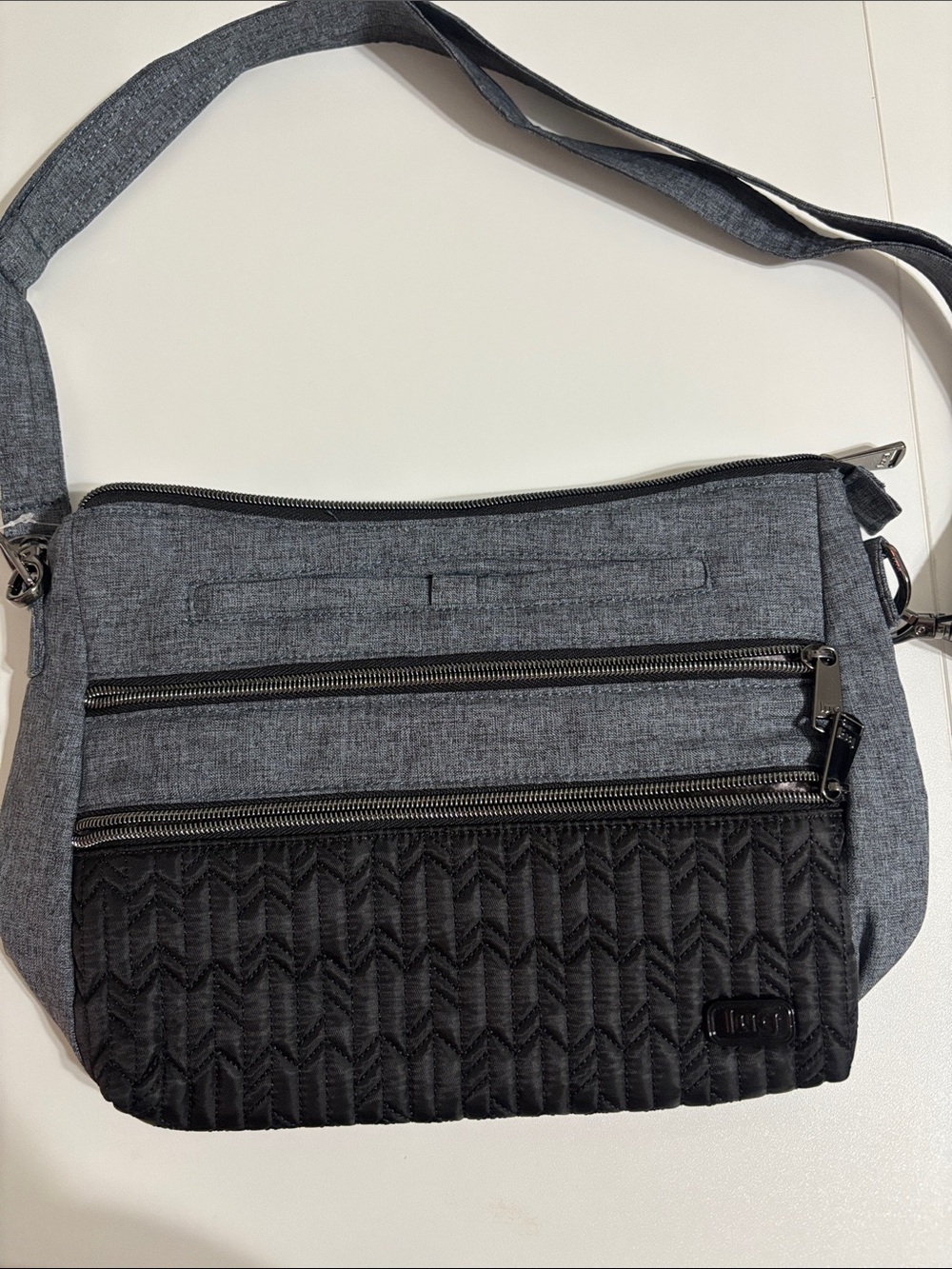 Lug Slider grey and Black Crossbody Bag – Casual Shoulder Bag